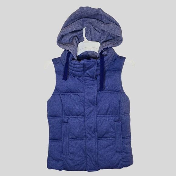 Athleta Hooded Puffer Vest Women’s Size Small Purple Lightweight Warm Zip Jacket - Picture 3 of 16